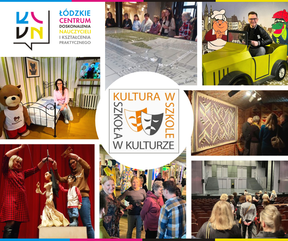 Kolaż zdjęć z projektu Kultura w szkole, szkoła w kulturze